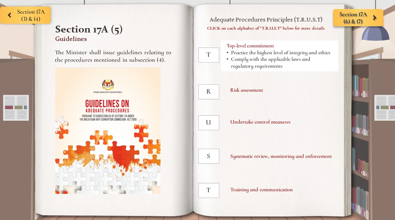 Guidelines page with T.R.U.S.T. letter tiles